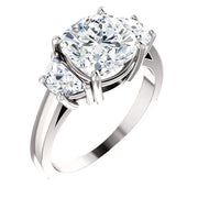 5.90 Ct. Cushion & Half Moon 3 Stone Diamond Ring H Color VS1 GIA Certified