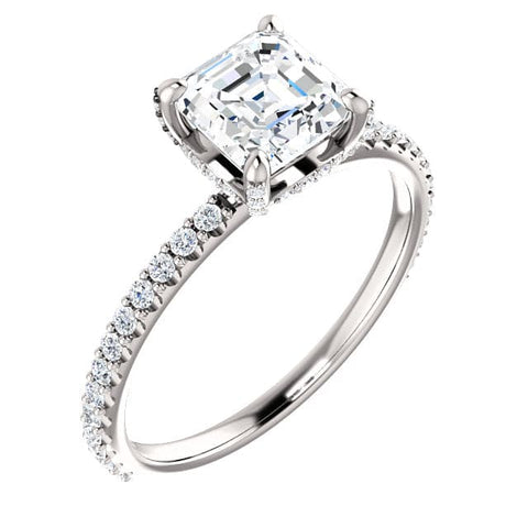 2.30 Ct. Under Halo Asscher Cut Diamond Ring & Matching Band H Color VS2 GIA Certified
