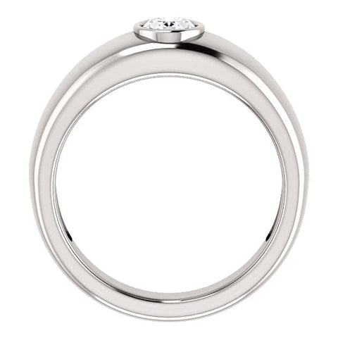 1 Carat Men's Oval Cut Engagement Ring Bezel Set F Color SI1 Clarity