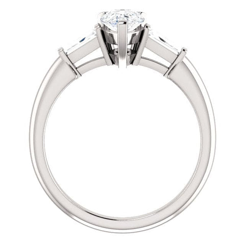 2.00 Ct. 3 Stone Pear & Baguette Engagement Ring H Color VS1 GIA Certified
