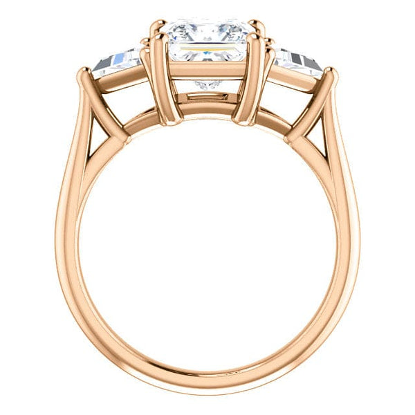 3 Stone Princess Cut Engagement Ring Rose Gold