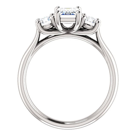 1.50 Ct. Emerald Cut  & Round Cut 3-Stone Ring E Color VS1 GIA Certified