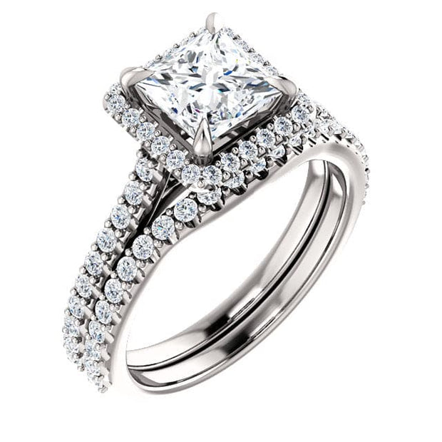 1.70 ct. Princess Cut Halo Engagement Ring F Color VS1 GIA certified