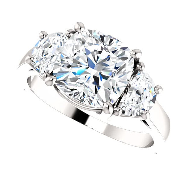 5.00 Ct. 3-stone Cushion Cut & Half Moons Diamond Ring J Color VS2 GIA Certified