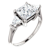 2.60 Ct. 3 Stone Princess Cut Engagement Ring with Trillions G Color VS2 GIA Certified