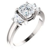 1.40 Ct. Cushion Cut w Half moon Diamonds 3Stone Ring F Color VVS1 GIA Certified