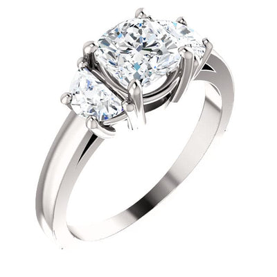 1.70 Ct. 3-Stone Cushion Cut & Half moons Diamond Ring E Color VS1 GIA Certified