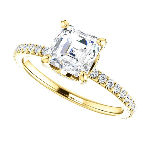 4.30 Ct. Hidden Halo Asscher Cut Diamond Ring & Matching Band I Color SI1 GIA Certified