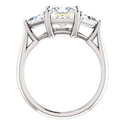 2.20 Ct 3 Stone Princess Cut Engagement Ring with Trillions H Color VS1 GIA Certified