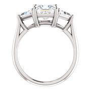 2.20 Ct 3 Stone Princess Cut Engagement Ring with Trillions H Color VS1 GIA Certified