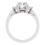 1.40 Ct. Cushion Cut w Half moon Diamonds 3Stone Ring F Color VVS1 GIA Certified