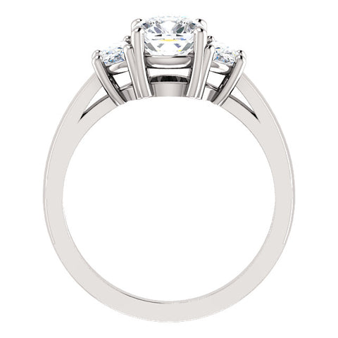 1.70 Ct. 3-Stone Cushion Cut & Half moons Diamond Ring E Color VS1 GIA Certified