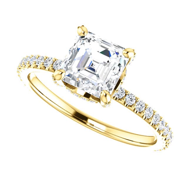 2.80 Ct. Hidden Halo Asscher Cut Diamond Ring Set F Color VS1 GIA Certified
