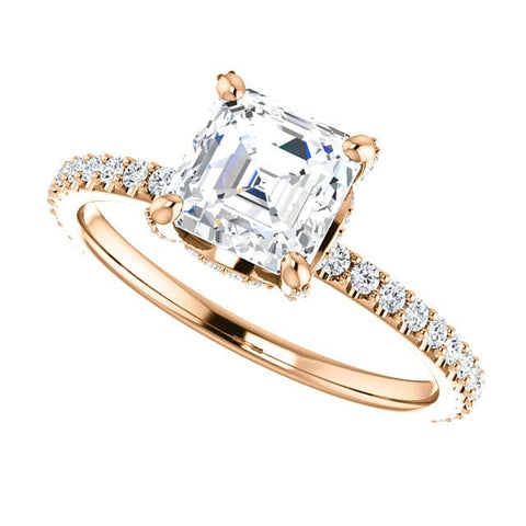 4.30 Ct. Hidden Halo Asscher Cut Diamond Ring & Matching Band I Color SI1 GIA Certified