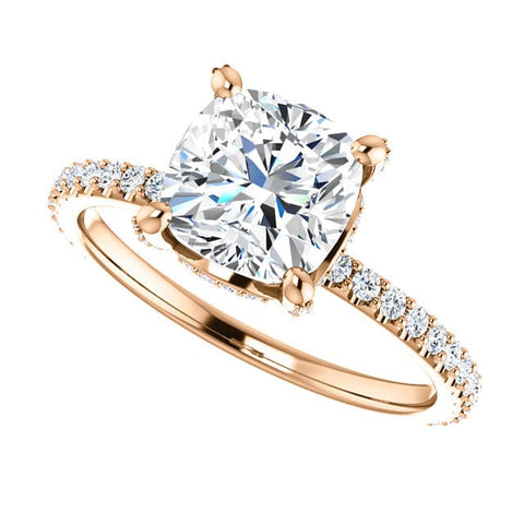 3.25 Ct. Cushion Cut Solitaire Ring with Accents J Color VS2 GIA Certified