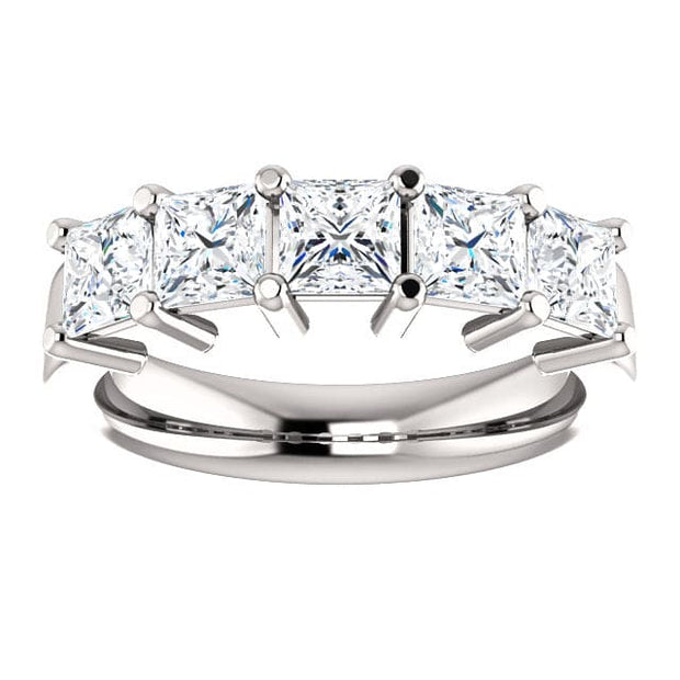 5 Stone Princess Cut Diamond Ring Front View