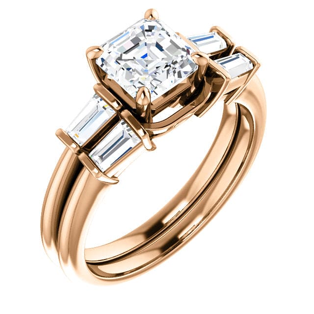 1.50 Ct. Asscher Cut & Baguette 3 Stone Ring Set H VS1 GIA Certified