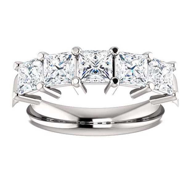 2 Carats 5 Stone Princess Cut Diamond Ring G-H Color VS2 Clarity