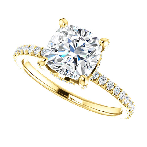 3.25 Ct. Cushion Cut Solitaire Ring with Accents J Color VS2 GIA Certified