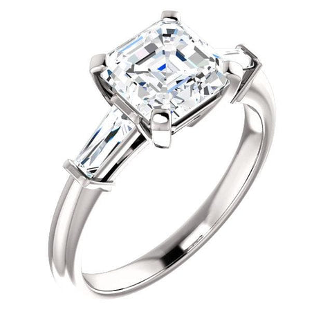 2.05 Ct. Asscher Cut & Baguettes 3Stone Diamond Ring H Color VS1 GIA Certified