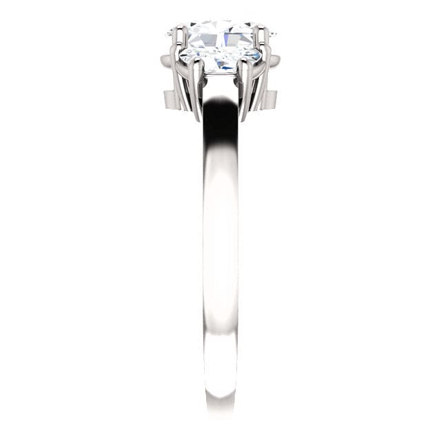 2.00 Ctw. Oval Cut 3 Stone Ring & Half Moons G Color VS2 GIA Certified