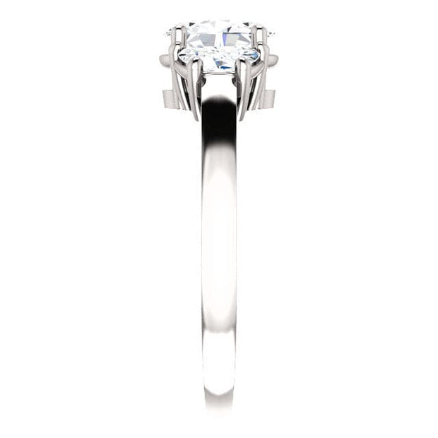 2.00 Ctw. Oval Cut 3 Stone Ring & Half Moons G Color VS2 GIA Certified