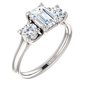1.50 Ct. Emerald Cut 3 Stone Engagement Ring E Color VS2 GIA Certified