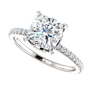 2.90 Ct. Hidden Halo Cushion Cut Diamond Ring Set G Color VS1 GIA Certified