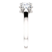 2.00 Ct. Oval Cut 3 Stone Diamond Ring with Half Moons H Color VS2 GIA Certified