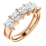 5 Stone Princess Cut Diamond Ring Rose