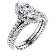 3.10 Ct. Halo Marquise Cut Diamond Ring Set H Color VS1 GIA Certified