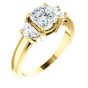 1.70 Ct. 3-Stone Cushion Cut & Half moons Diamond Ring E Color VS1 GIA Certified