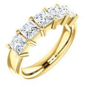 5 Stone Princess Cut Diamond Ring Yellow