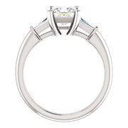 1.50 Ct. Princess Cut 3 Stone Engagement Ring Set H Color SI1 GIA Certified