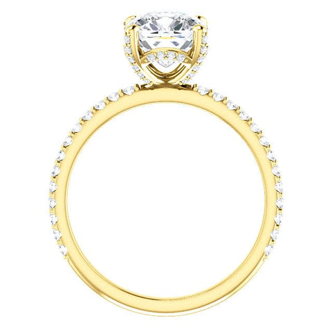 3.20Ct Hidden Halo Cushion Cut Diamond Ring & Matching Band H Color VS1 GIA Certified