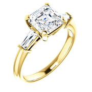 2.35 Ct. Asscher Cut & Baguettes 3 Stone Diamond Ring J Color VVS1 GIA Certified