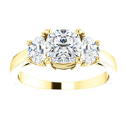 2.10 Ct. Cushion Cut & Half Moon 3 Stone Diamond Ring H Color VS1 GIA Certified