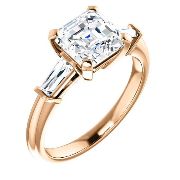 2.35 Ct. Asscher Cut & Baguettes 3 Stone Diamond Ring J Color VVS1 GIA Certified