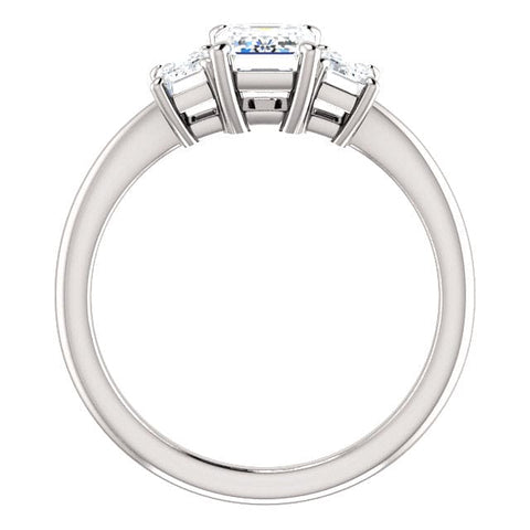 3 Stone Emerald Cut Engagement Ring Side View