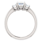 3 Stone Emerald Cut Engagement Ring Profile View