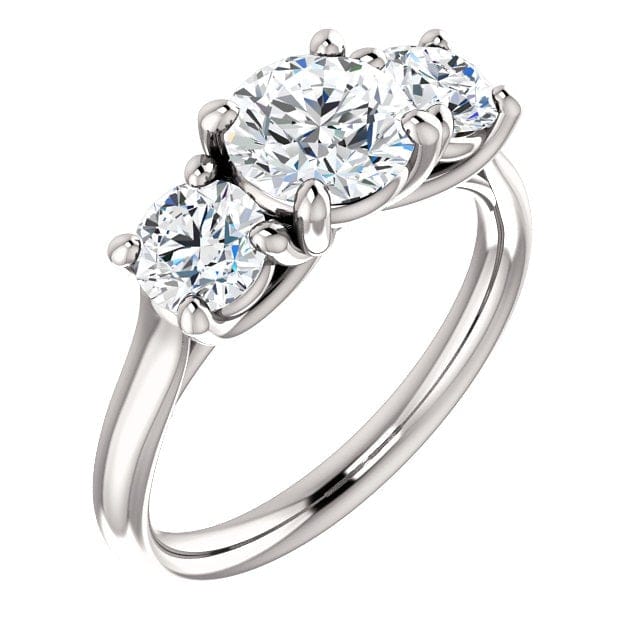 3 stone round cut engagement ring