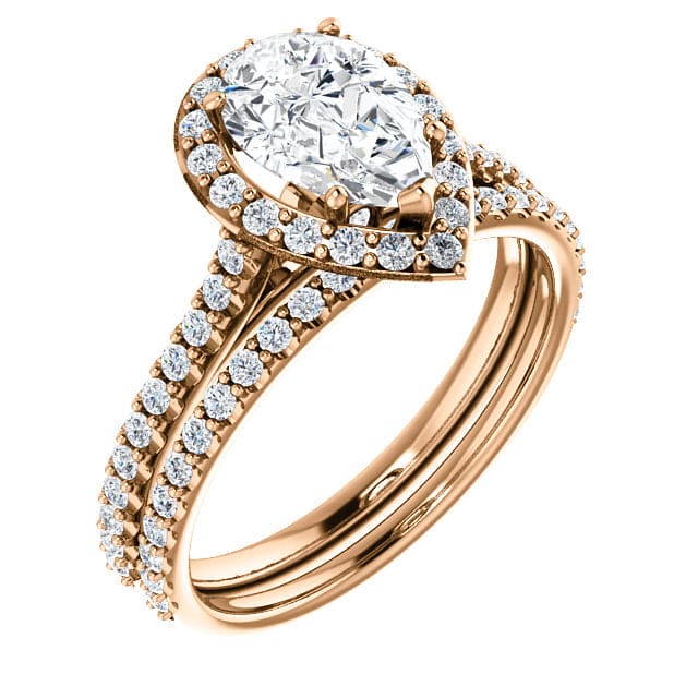 Teardrop Engagement Ring Set Rose Gold