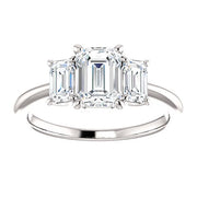 2.80 Ct. 3 Stone Emerald Cut Engagement Ring G Color VVS1 GIA certified