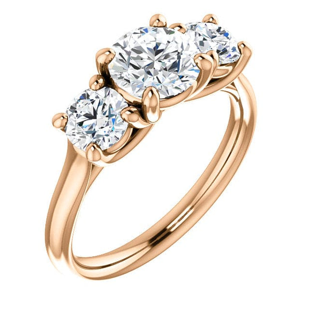 3 Stone Round Cut Diamond Ring Rose Gold