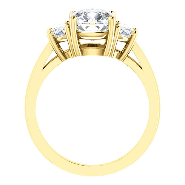3.80 Ct 3 Stone Cushion Cut & Half Moon Ring H Color VS2 GIA Certified