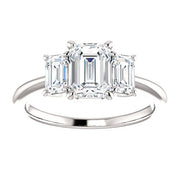 3 Stone Emerald Cut Engagement Ring H Color VVS1 GIA Certified (2.10 Ctw)