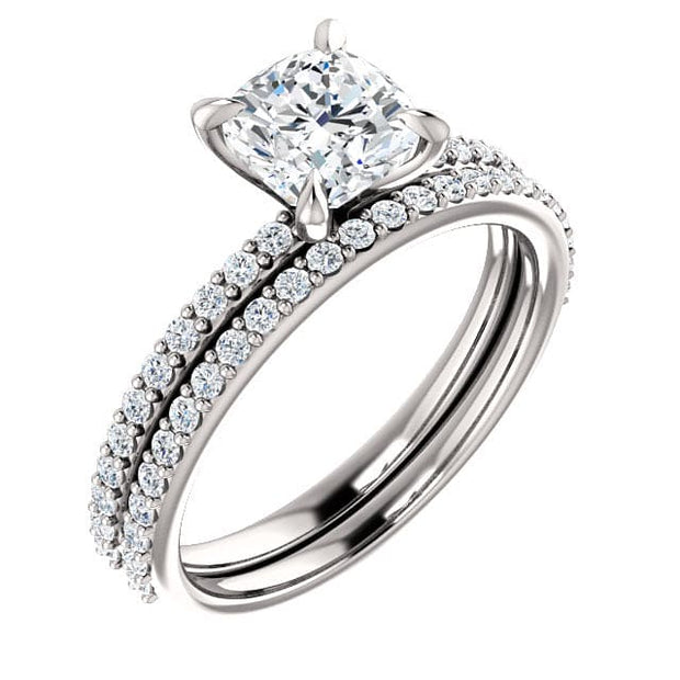 1.70 Ct. Clasico Cushion Cut Engagement Ring Set D VS2 GIA Certified