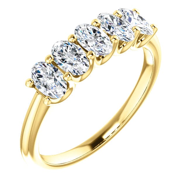 5 stone oval diamond ring yellow gold