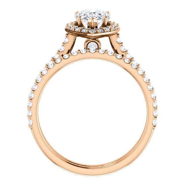 2.70 Ct. Halo Teardrop Pear Cut Engagement Ring Set G Color VS2 GIA Certified