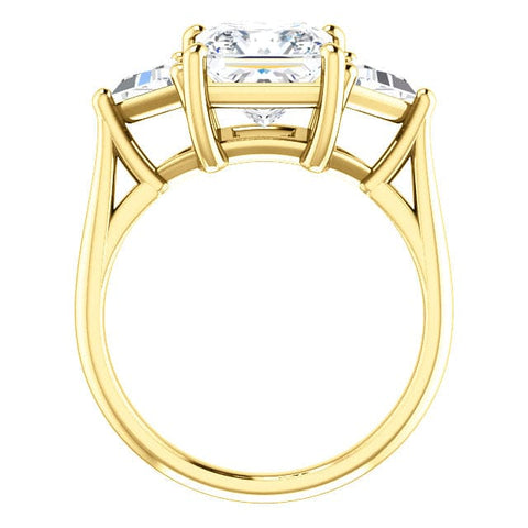 3 Stone Princess Cut Diamond Ring Yellow Gold